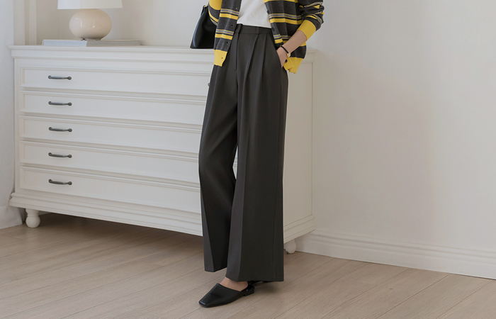 pintuck 宽绰 宽松长裤