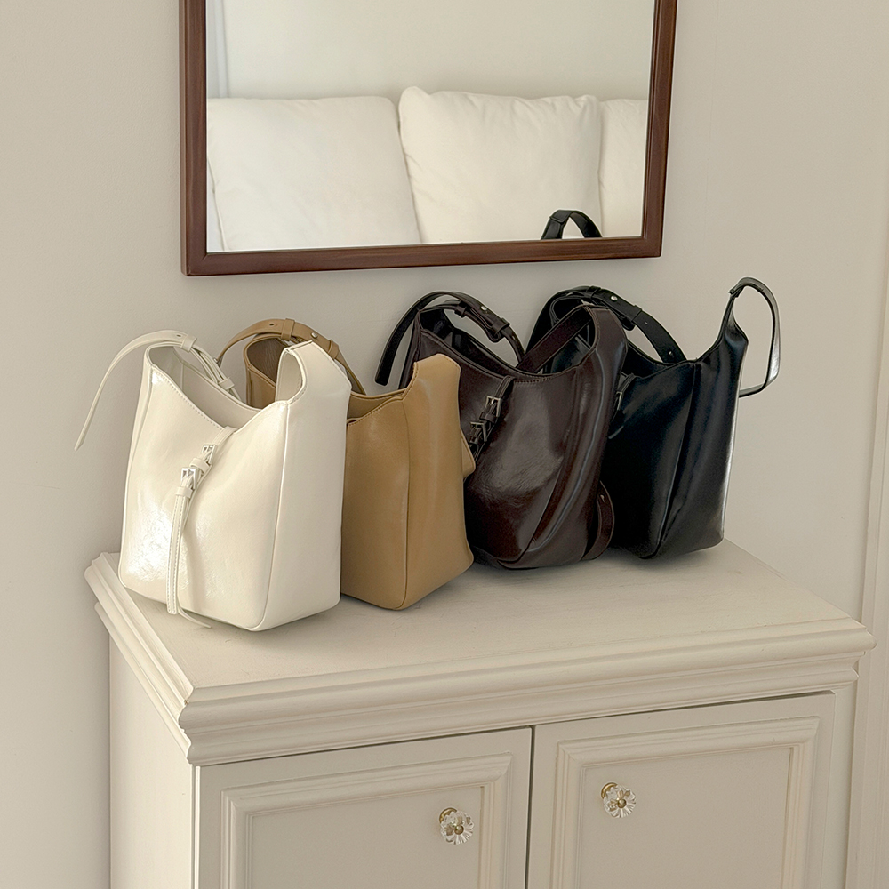 有光泽 双 腰带 大 肩包