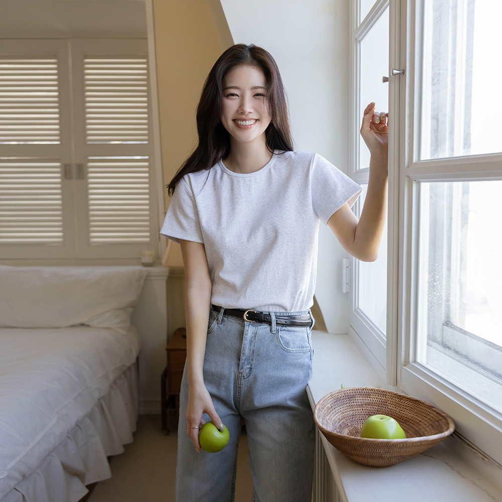 舒服 圆领 条绒 短袖 T恤衫