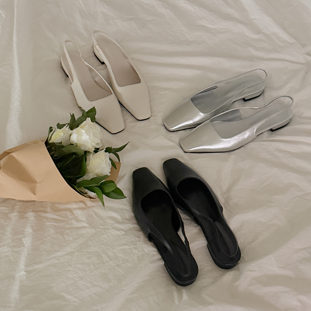 柔丝 Square Toe 露脚后跟鞋 高跟鞋