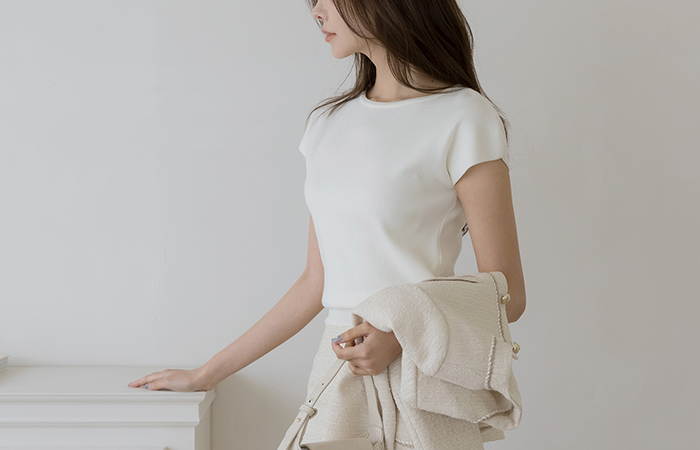 糖 柔丝 帽檐袖 针织衫