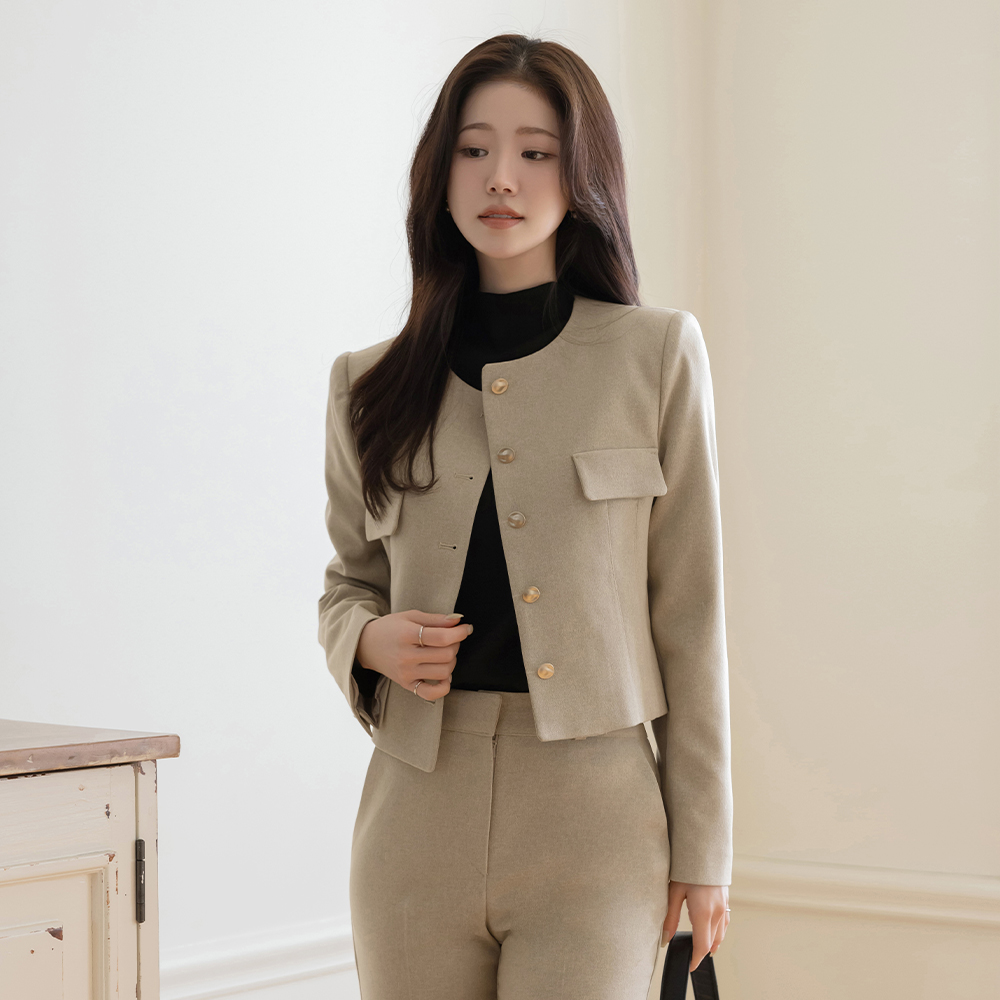 圆领 口袋 Set-up 夹克