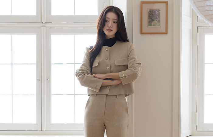 圆领 口袋 Set-up 夹克