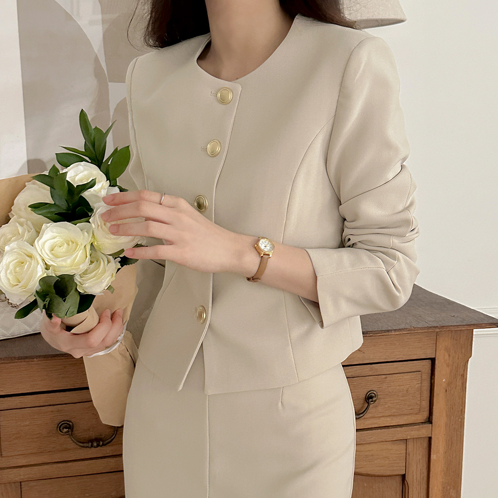 BB 圆领 金色纽扣 Set-up 夹克