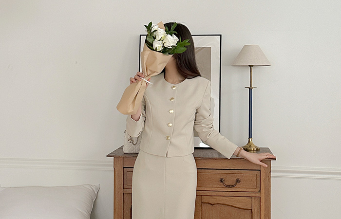 BB 圆领 金色纽扣 Set-up 夹克