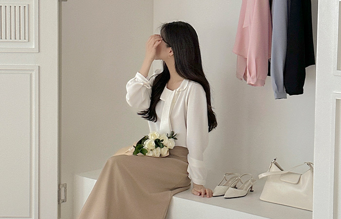 克洛伊 领带 领子 长袖 罩衫