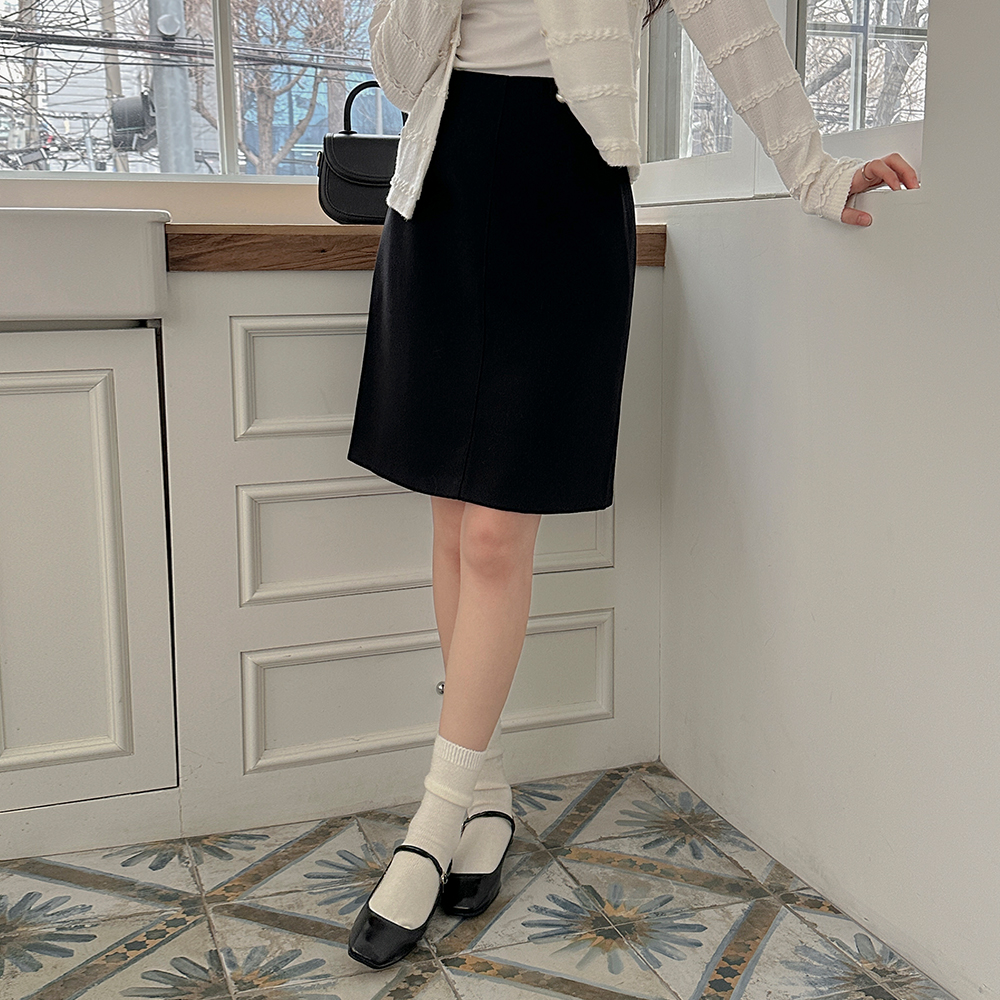 简单 点缀 中长 裙子