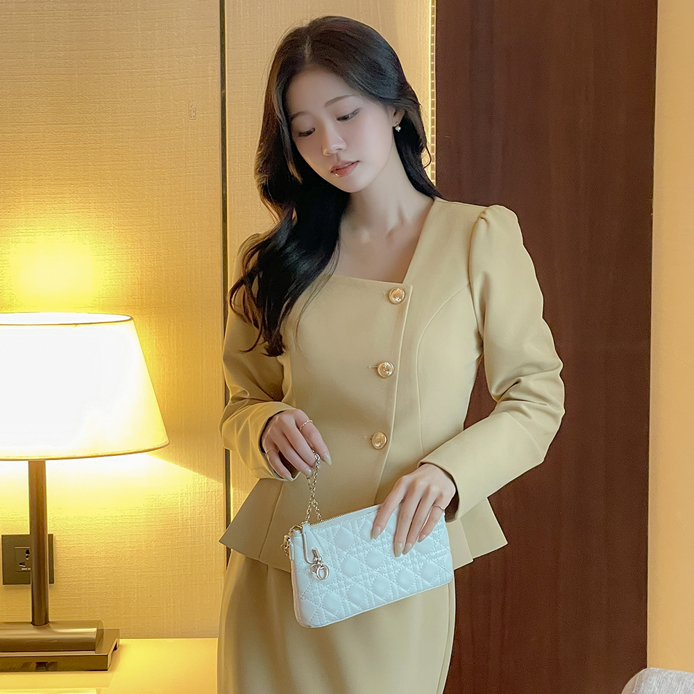 斜线 方领 荷叶边 Set-up 夹克