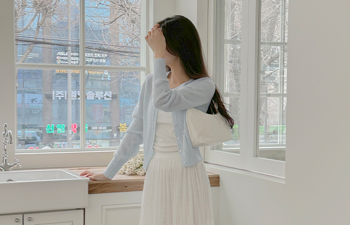 糖 圆领 钻石纹 针织衫 开衫