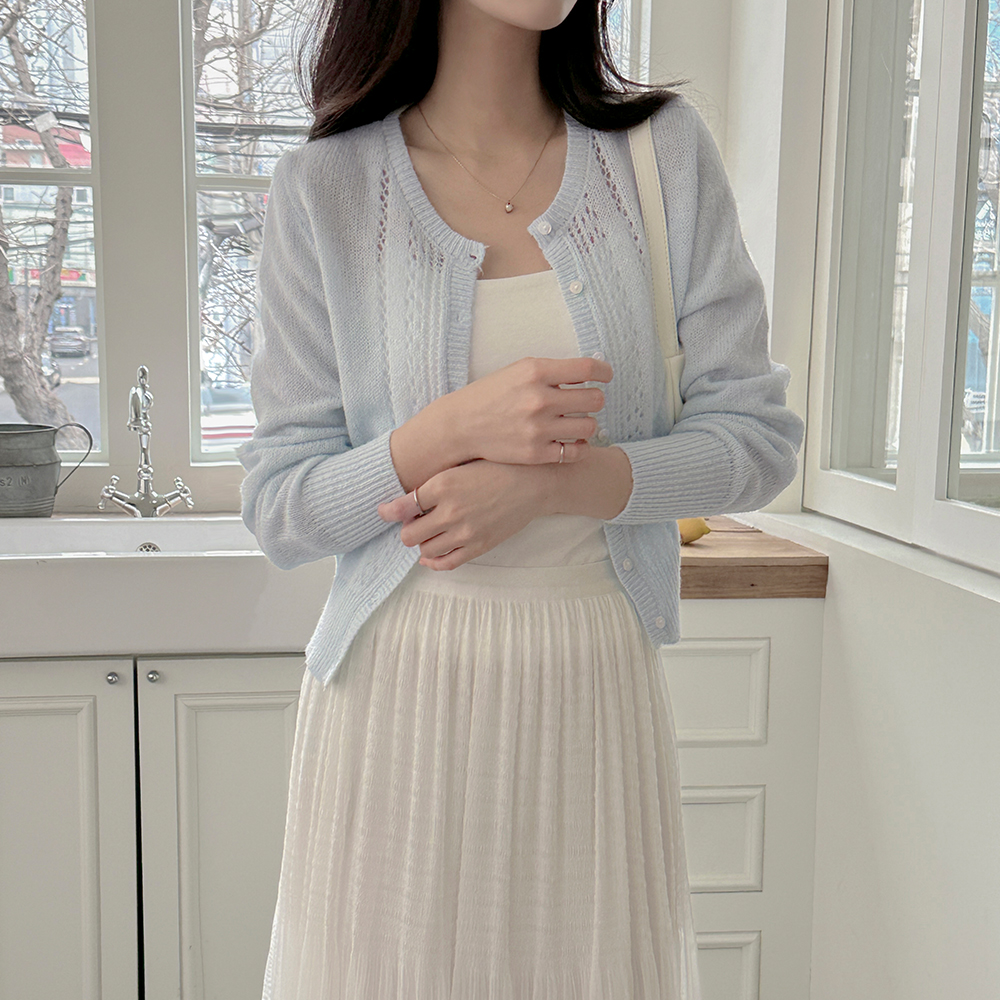 糖 圆领 钻石纹 针织衫 开衫