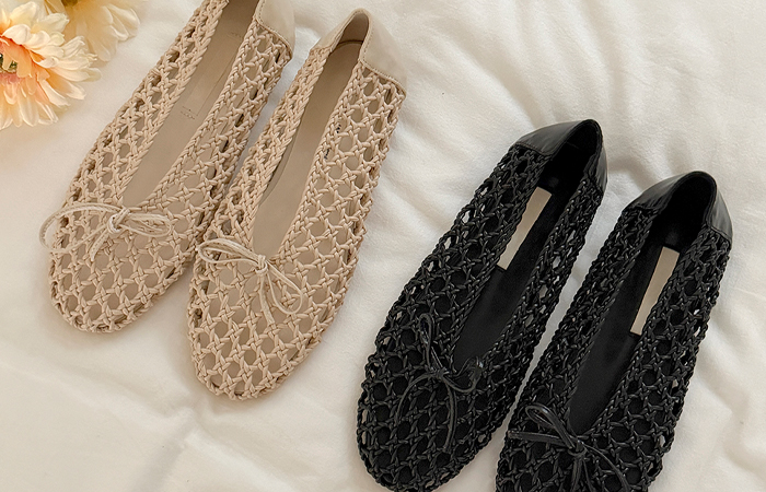 ODE 蝴蝶结 编织 平底鞋