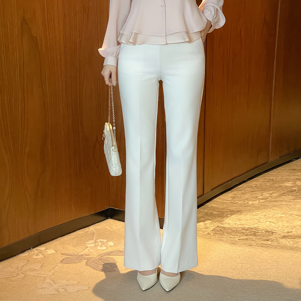 春季 侧纽 拉链 喇叭 宽松长裤