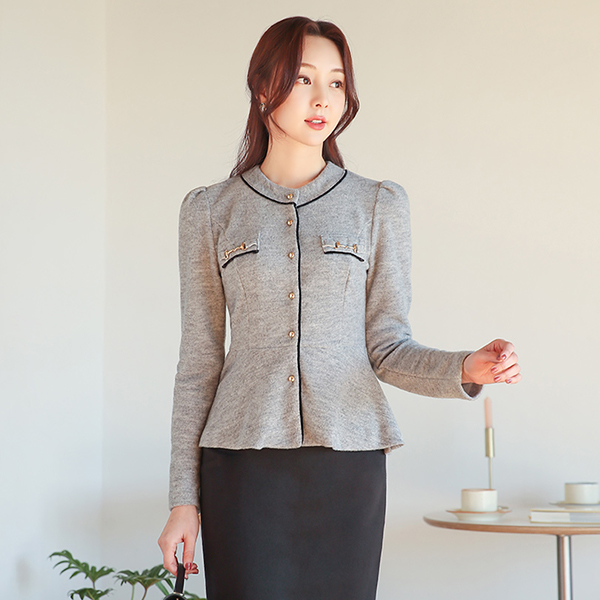 Gold Horsebit 滚边 荷叶边 拉绒 罩衫