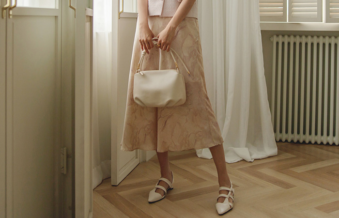 摘录 大理石 后侧松紧带 喇叭 裙子