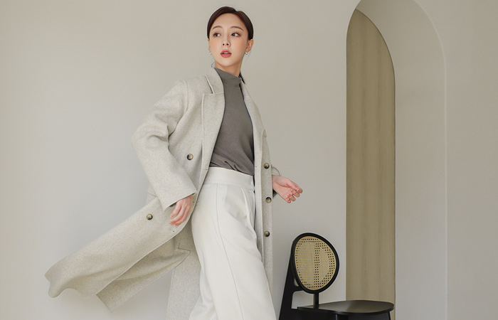 Powdery 双排扣 手工 羊毛 大衣