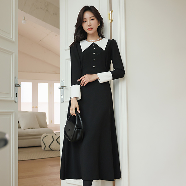 古典 珍珠 点缀 ODE 喇叭 连衣裙