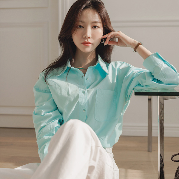 特别服务 颜色 点缀 宽松 棉 衬衫