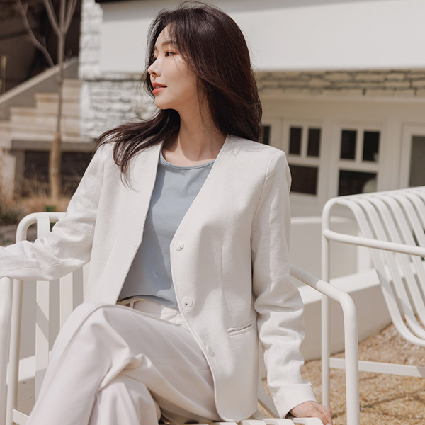 柔丝 颜色 Bio 棉 无领 夹克