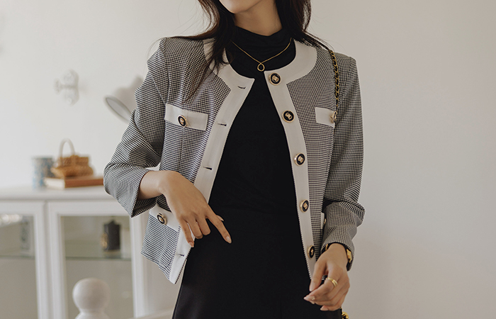 线条配色 格子 点缀 Coco 夹克