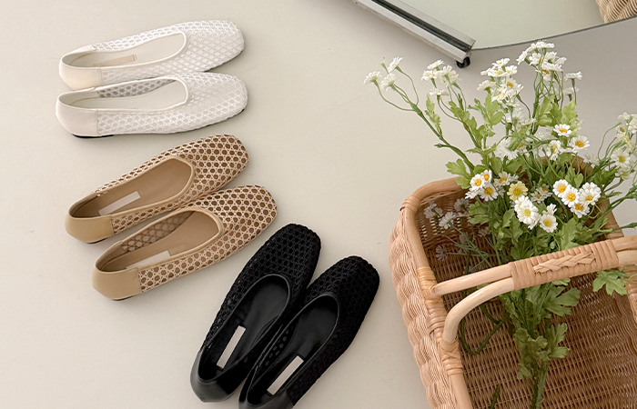 自然 编织 平底鞋
