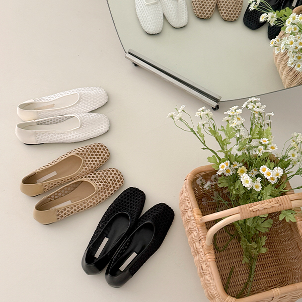 自然 编织 平底鞋