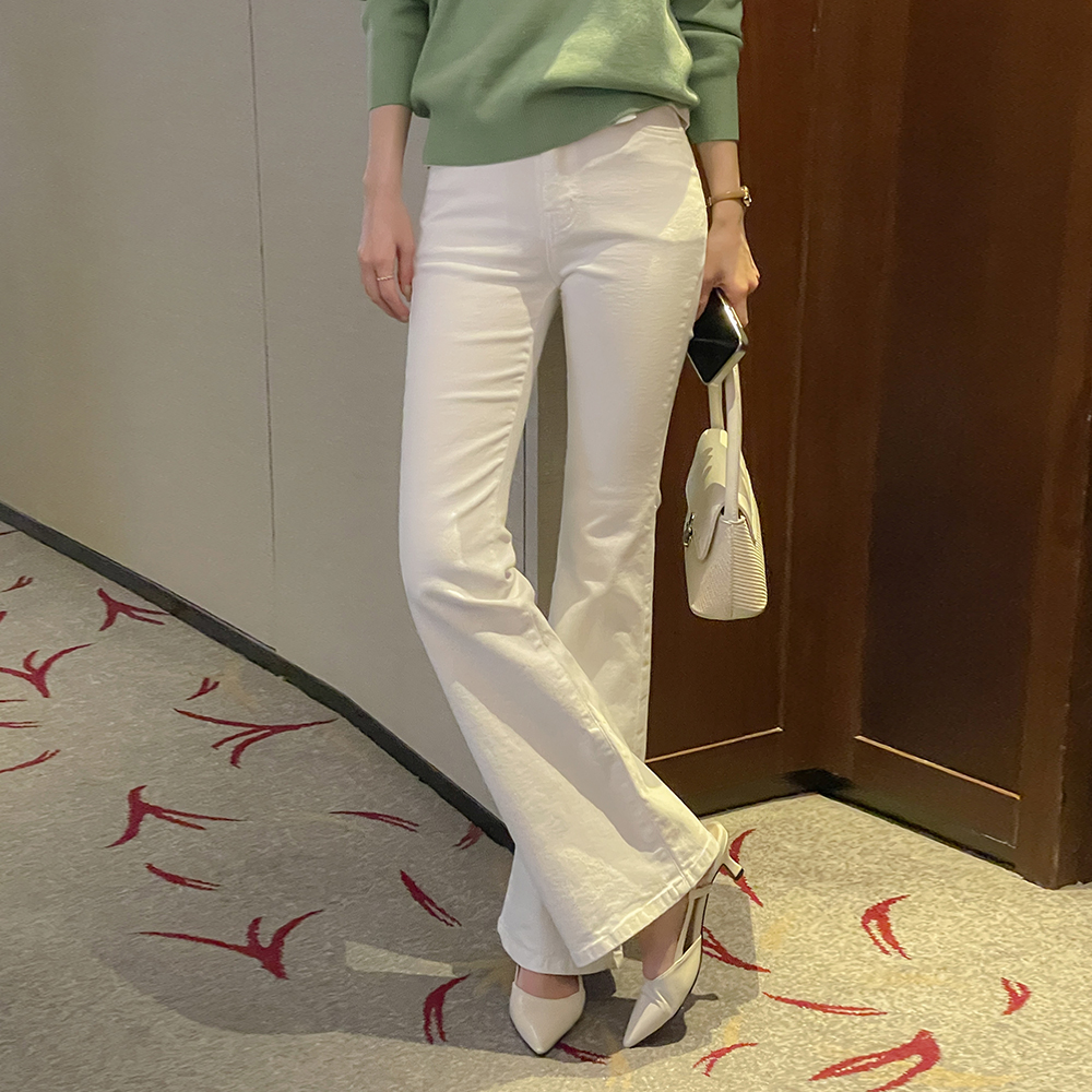 棉 修身 弹力 喇叭 裤子