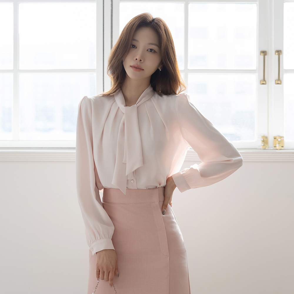 Blossom 领带 细褶 罩衫