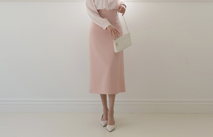 不对称 开衩 H字型 长款 裙子