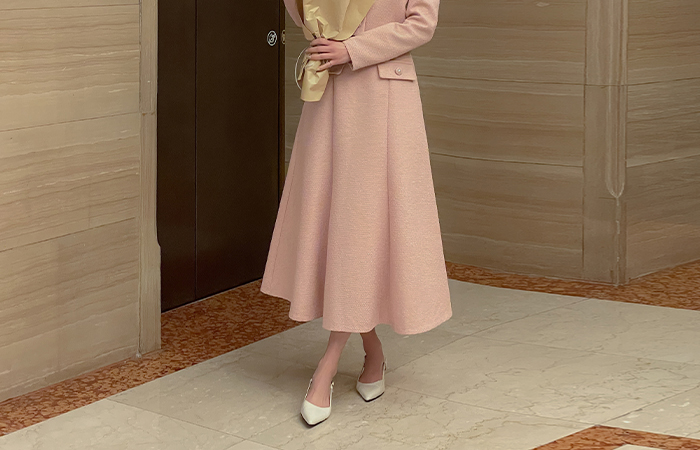 露西 珍珠 A字型 粗呢 Set-up 裙子