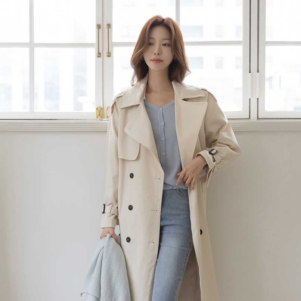 古典 双排扣 风衣 长款大衣(+腰带)