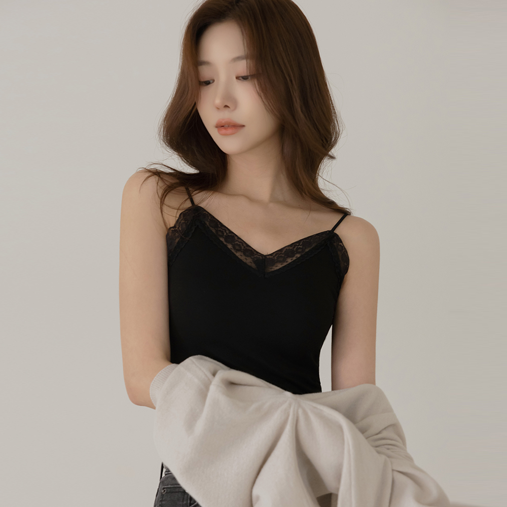 蕾丝 护垫内藏 条绒 背心
