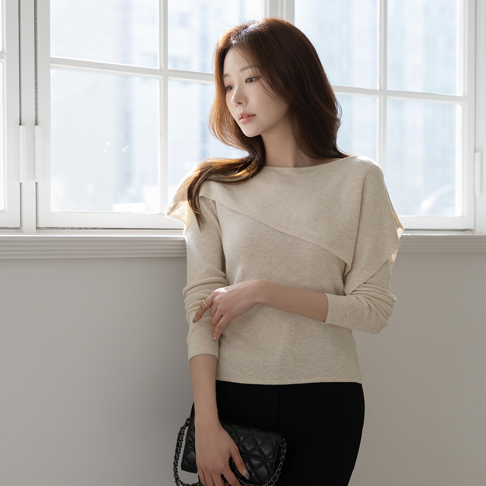 基本 圆领 针织衫&披肩 SET