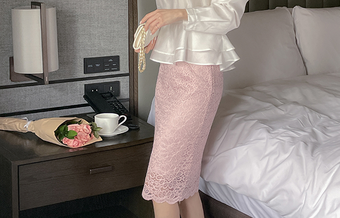 蕾丝 波浪卷 H字型 裙子