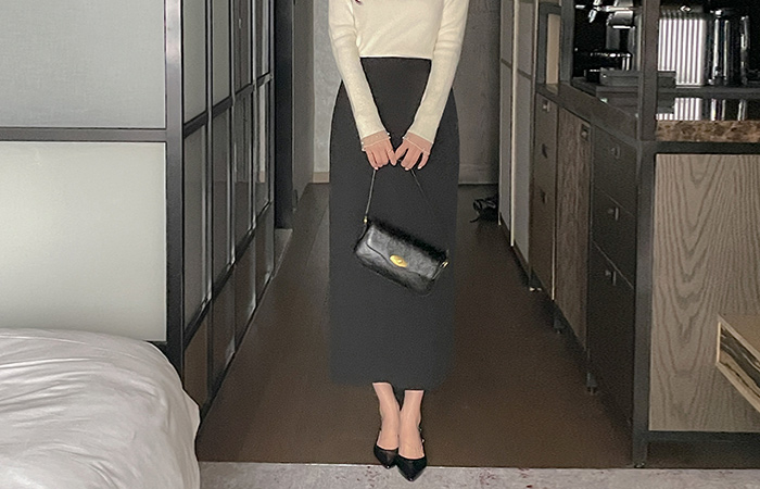 摩登 包 口袋 H字型 长款 裙子