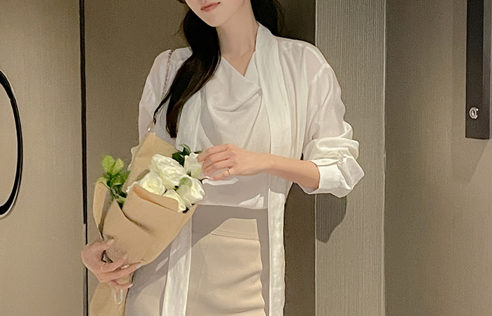 披盖 领带 开叉 罩衫