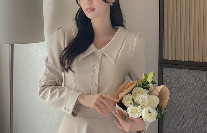 Grace 翻领 珍珠 7分裤 Set-up 夹克