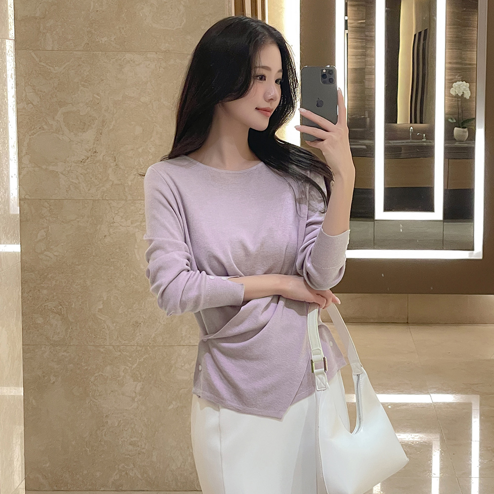 雷纳 扭 悬垂式 长袖 针织衫