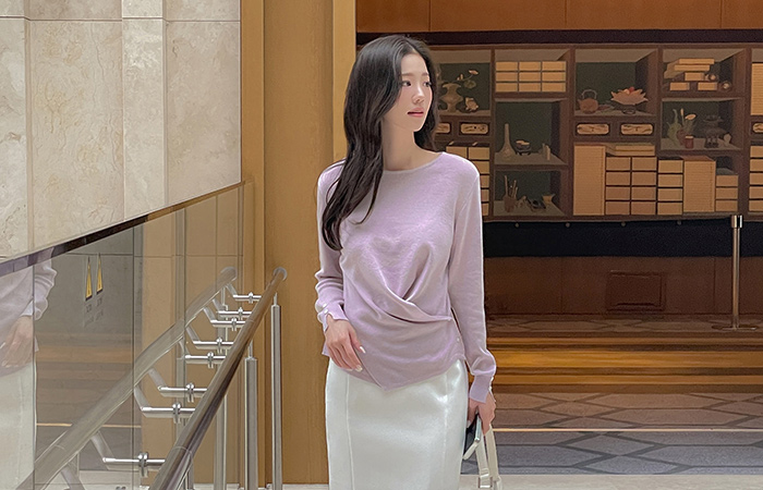 雷纳 扭 悬垂式 长袖 针织衫