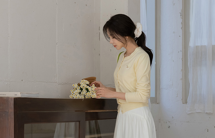 Pony 圆领 补丁 开衫