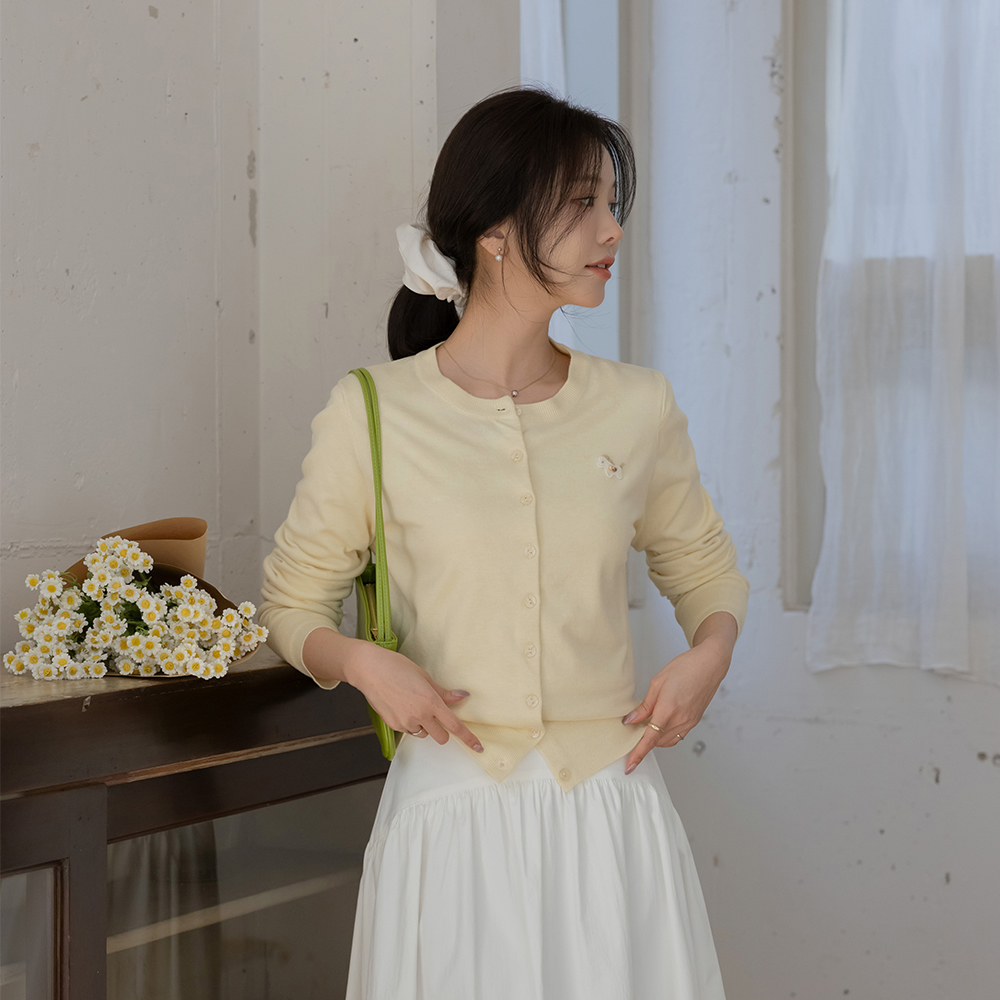 Pony 圆领 补丁 开衫