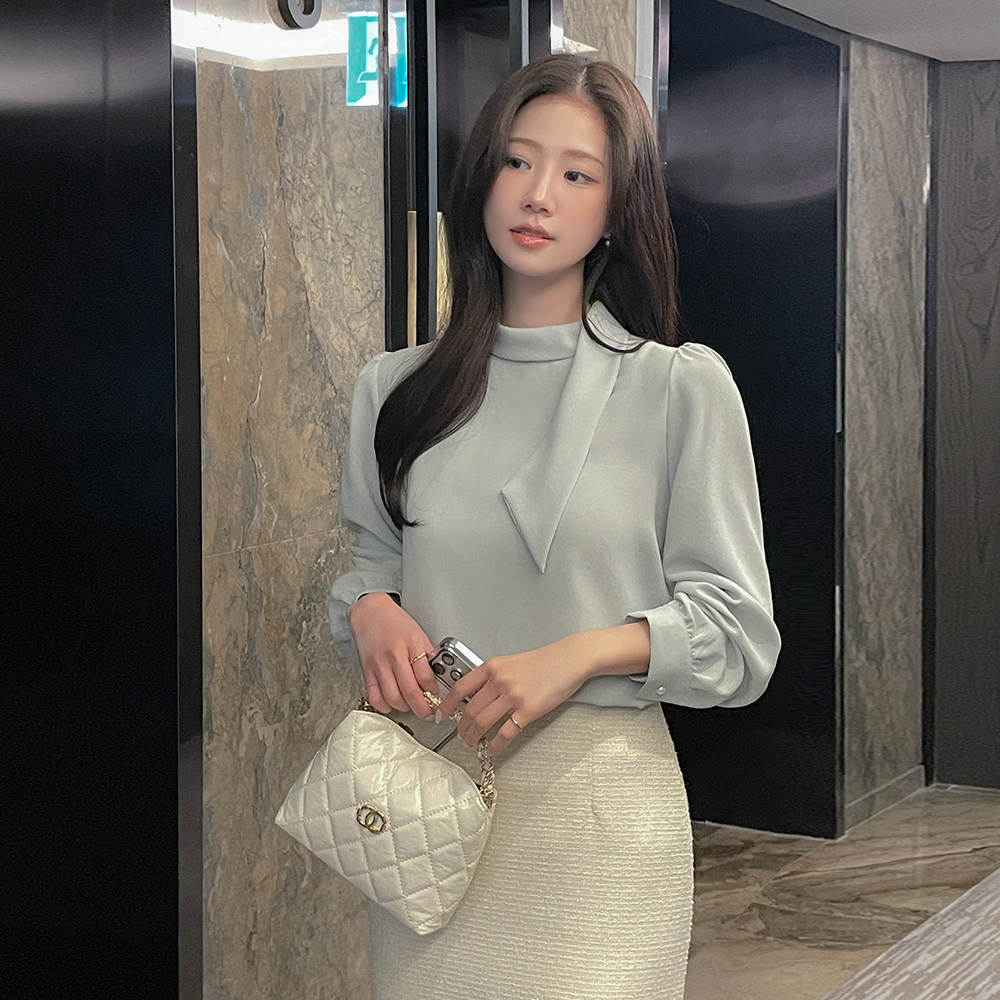 ODE 围巾领 长袖 罩衫