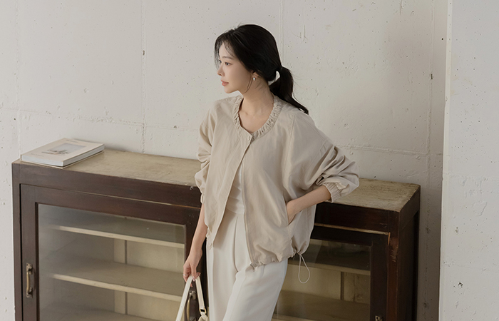 情调 荷叶 圆领 束腰夹克 夹克