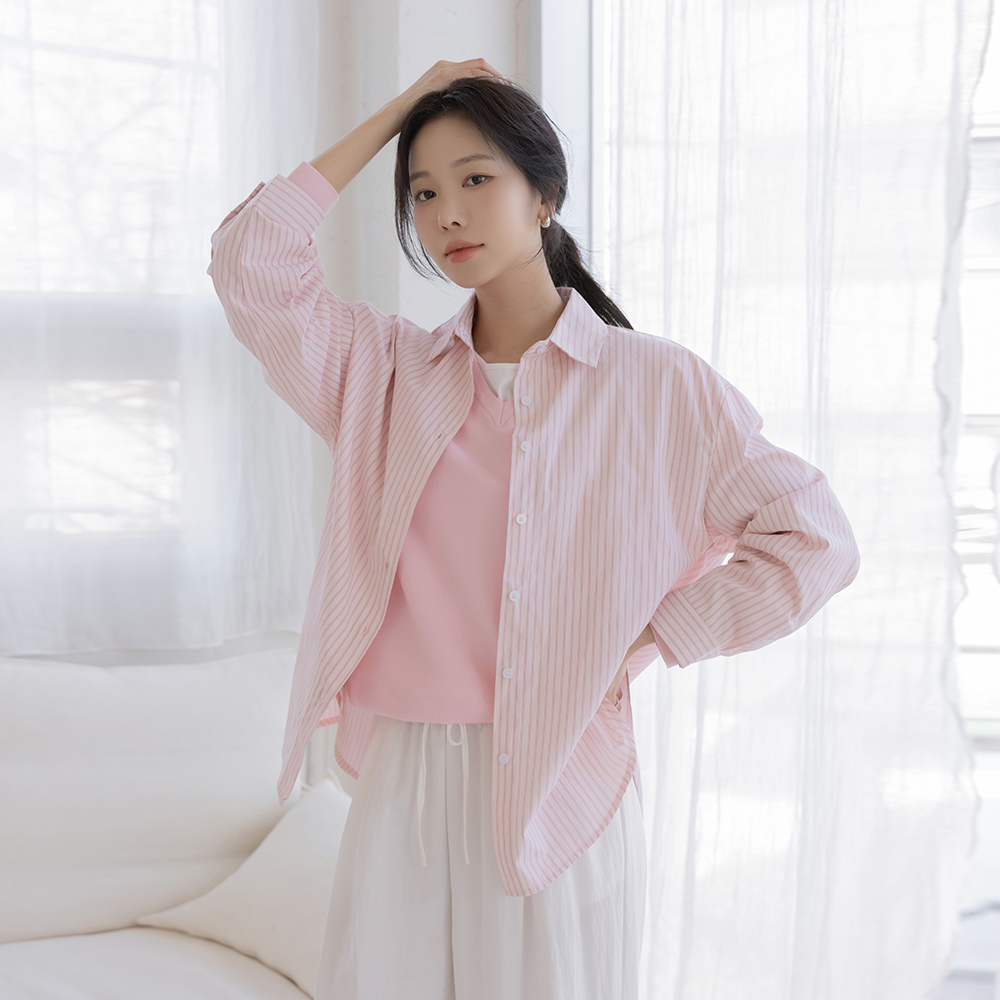 春季 颜色 条纹 宽松 衬衫