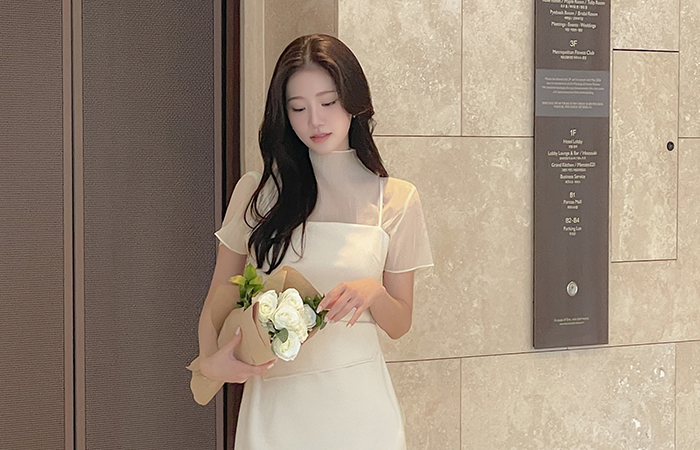 半高领 透视 短袖 罩衫