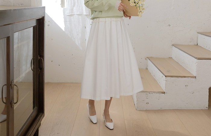 雏菊 后侧松紧带 褶边 裙子