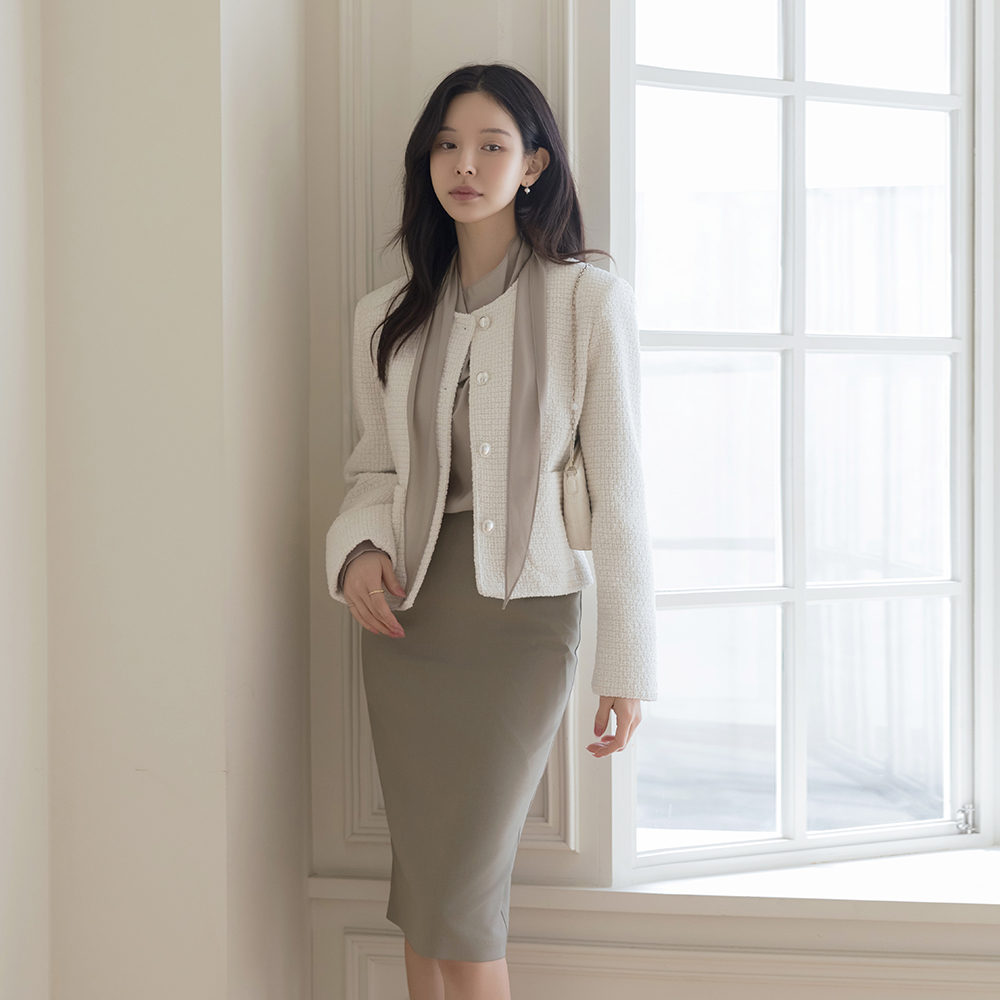 都市 圆领 粗呢 夹克