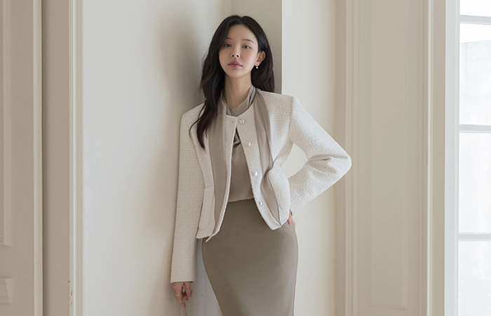 都市 圆领 粗呢 夹克