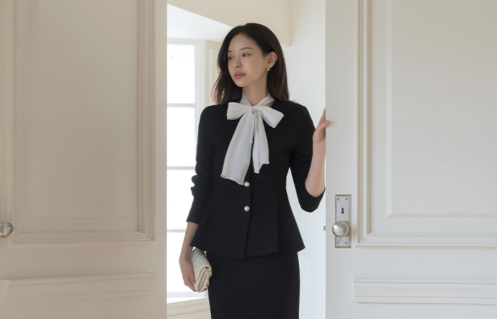 珍珠 扣子 荷叶边 夹克_围巾