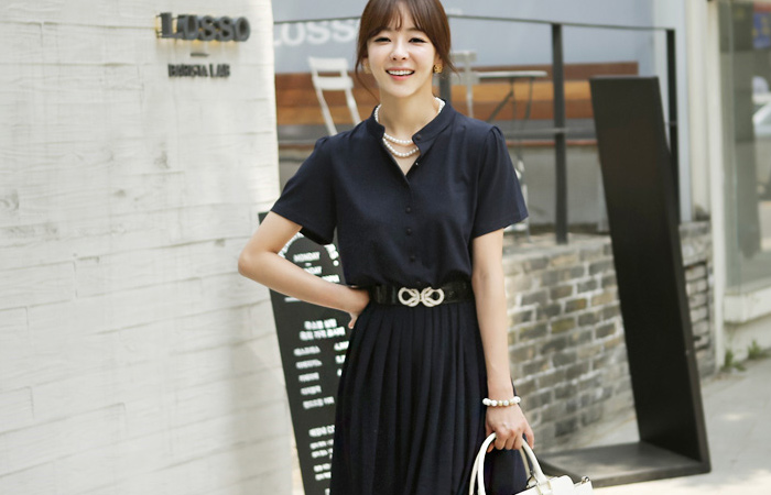 耶拿波浪群/喇叭裙连衣裙（短袖）