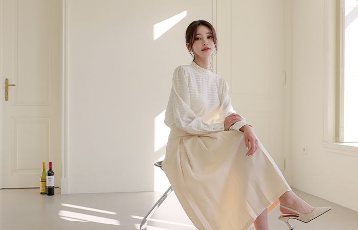 褶裥领 条纹 缂丝 罩衫